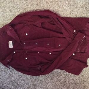 Deep Red Corduroy Button Down